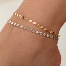 TORNOZELEIRA MEDALHA LISA EM BANHO DE RÓDIO BRANCO