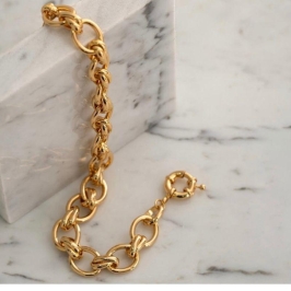 PULSEIRA ELOS LISOS EM BANHO DE OURO 18K