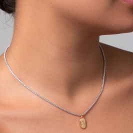 COLAR CHOKER RIVIERA LETRA C EM MISTURA DE BANHOS