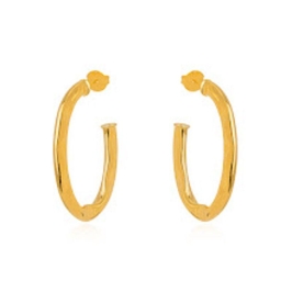 BRINCO ARGOLA DETALHADA EM BANHO DE OURO 18K