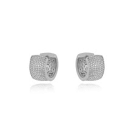 BRINCO ARGOLA MICRO ZIRCÔNIA EM BANHO DE RÓDIO BRANCO