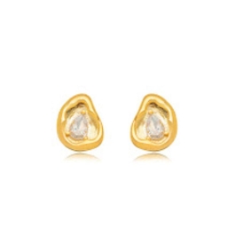 BRINCO GOTA CRISTAL EM BANHO DE OURO 18K