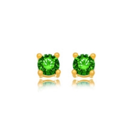 BRINCO PONTO DE LUZ ESMERALDA EM BANHO DE OURO 18K