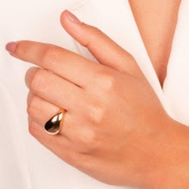 ANEL ABALOADO LISO EM BANHO DE OURO 18K