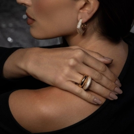 ANEL DUPLO MICRO ZIRCÔNIA EM BANHO DE OURO 18K