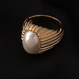 ANEL PEROLA DETALHADO EM BANHO DE OURO 18K