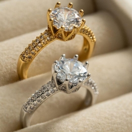 ANEL SOLITÁRIO CRAVEJADO EM BANHO DE OURO 18K