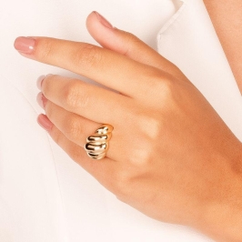 ANEL TORCIDO LISO REGULÁVEL EM BANHO DE OURO 18K