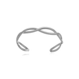 BRACELETE VAZADO LISO EM BANHO DE RÓDIO BRANCO