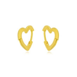 BRINCO ARGOLA CORAÇÃO LISO EM BANHO DE OURO 18K