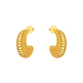 BRINCO ARGOLA MEIA LUA EM BANHO DE OURO 18K