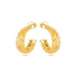BRINCO ARGOLA TORCIDA EM BANHO DE OURO 18K