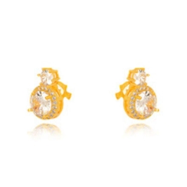 BRINCO DE PRESSÃO CRAVEJADO CRISTAL EM BANHO DE OURO 18K