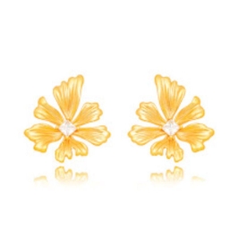 BRINCO FLOR CRISTAL EM BANHO DE OURO 18K