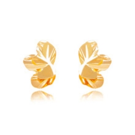 BRINCO FLOR ORGÂNICO LISO EM BANHO DE OURO 18K