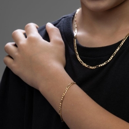 COLAR INFANTIL 3X1 PIASTRINI MENINO EM BANHO DE OURO 18K