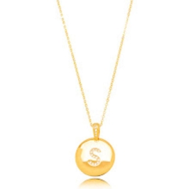 COLAR MEDALHA LETRA S EM BANHO DE OURO 18K