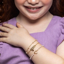 PULSEIRA PEROLAS EM BANHO DE OURO 18K