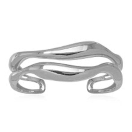 PULSEIRA MAXI BRACELETE FILEIRAS EM BANHO DE RÓDIO BRANCO