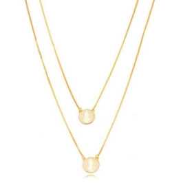 COLAR ESCAPULÁRIO SÃO BENTO LISO EM BANHO DE OURO 18K