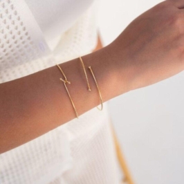 PULSEIRA BRACELETE FINO LISO EM BANHO DE OURO 18K