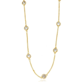 COLAR CHOKER CRISTAIS EM BANHO DE OURO 18K