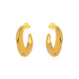 BRINCO ARGOLA DETALHADA EM BANHO DE OURO 18K