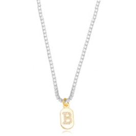 COLAR CHOKER RIVIERA LETRA B EM MISTURA DE BANHOS