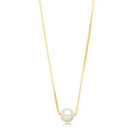 COLAR UMA PÉROLA EM BANHO DE OURO 18K