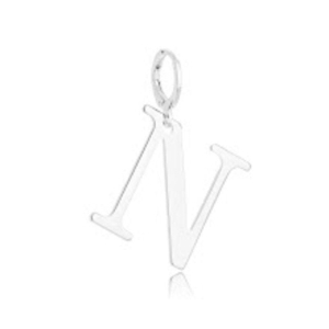 PINGENTE LETRA N EM BANHO DE RÓDIO BRANCO