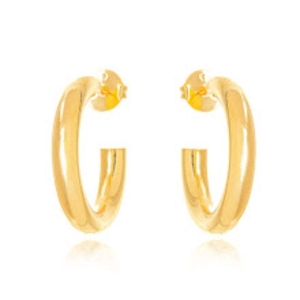 BRINCO ARGOLA LISA EM BANHO DE OURO 18K