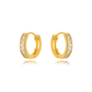 BRINCO ARGOLA CRISTAIS EM BANHO DE OURO 18K