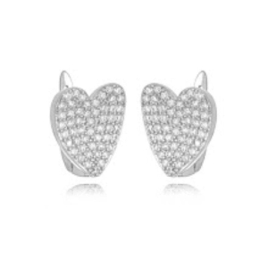 BRINCO ARGOLA CORAÇÃO PAVÊ - BANHO DE RÓDIO BRANCO