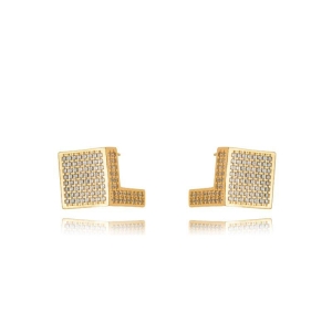 BRINCO ARGOLA QUADRADA CHANFRADA - BANHO DE OURO 18K