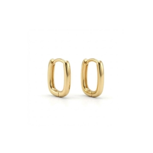 BRINCO ARGOLA CLICK RETANGULAR LISA EM BANHO DE OURO 18K