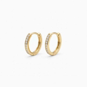 BRINCO ARGOLA CLICK CRAVEJADA - BANHO DE OURO 18K