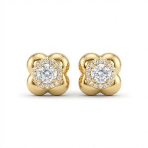 BRINCO FLOR CRAVEJADA EM BANHO EM OURO 18K