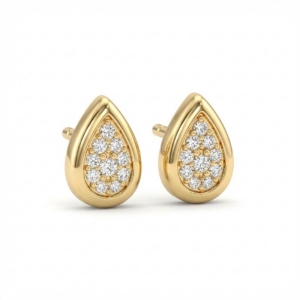 BRINCO GOTA CRAVEJADA EM BANHO DE OURO 18K