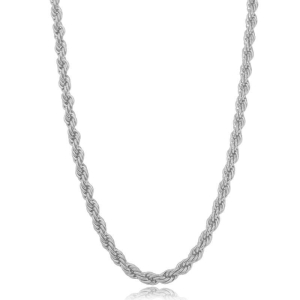 COLAR CHOKER CORDÃO BAIANO EM RÓDIO BRANCO - 45CM