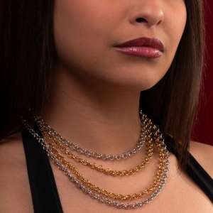 COLAR CHOKER ELO PORTUGUÊS SLIM EM BANHO DE OURO 18K