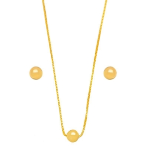 CONJUNTO COLAR E BRINCOS ESFERA EM BANHO DE OURO 18K