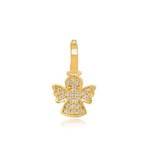 PINGENTE CLICK ANJINHO CRAVEJADO EM BANHO DE OURO 18K