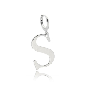 PINGENTE LETRA S EM BANHO DE RÓDIO BRANCO