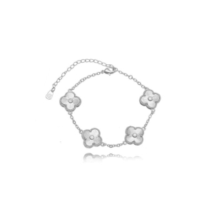 PULSEIRA TREVO RADIANCE EM BANHO DE RÓDIO BRANCO