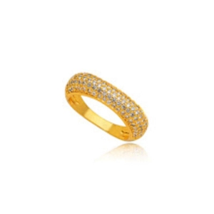 ANEL APARADOR BOMBÊ MICRO ZIRCÔNIAS - BANHO OURO 18K