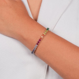 PULSEIRA RIVIEIRA 3 GARRAS RAINBOW COM BANHO DE RÓDIO BRANCO