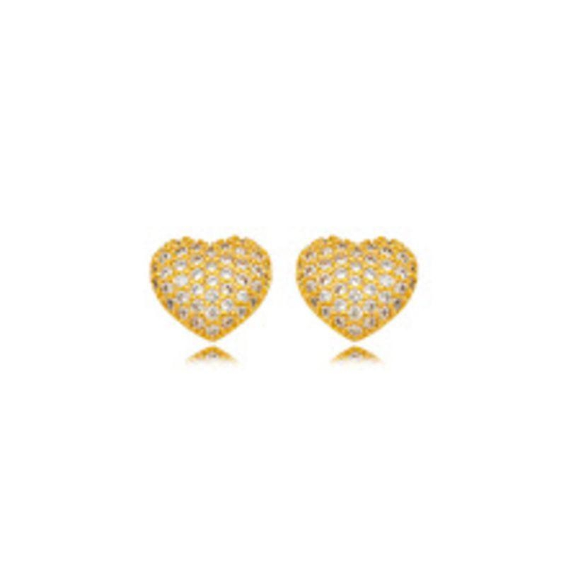BRINCO CORAÇÃO MICRO ZIRCÔNIA P EM BANHO DE OURO 18K