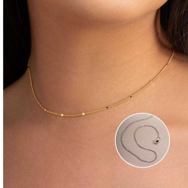 COLAR CHOKER CORAÇÃO LISO EM BANHO DE RÓDIO BRANCO