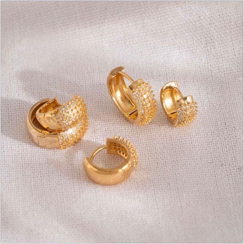 BRINCO TRIO ARGOLA MICRO ZIRCÔNIA EM BANHO DE OURO 18K