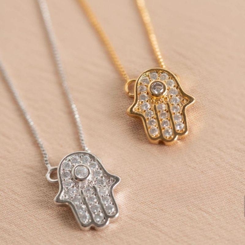 COLAR MÃO DE FATIMA EM BANHO DE OURO 18K